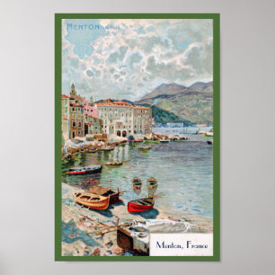 Poster Les années 1920 Menton, la Côte d'Azur de Vintage