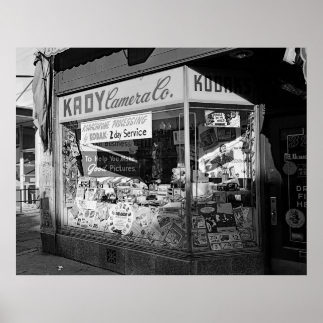 Poster Les années 1950 de fenêtre de magasin de (Devant)