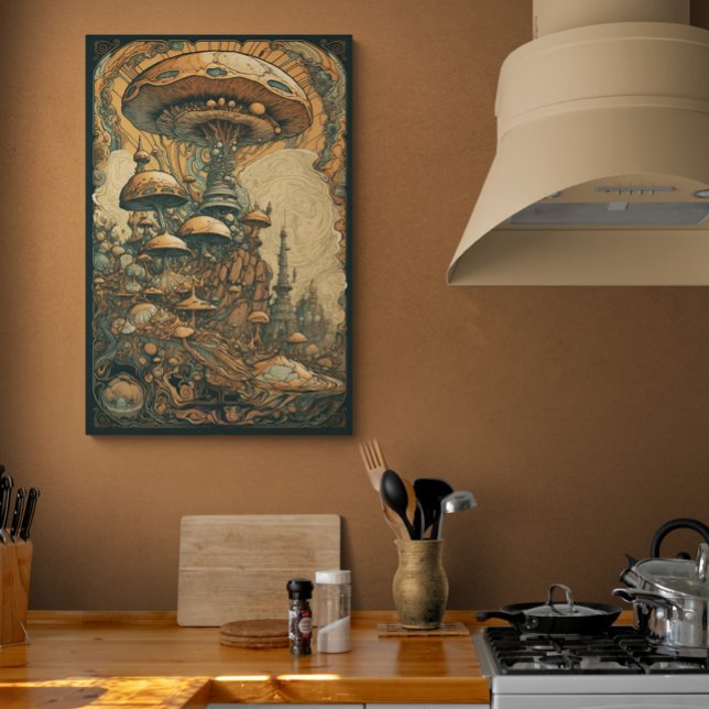 Poster les années 70 champignon psychédélique Art AI | Ab (Créateur téléchargé)