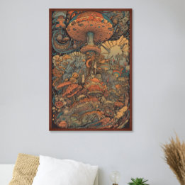 Poster les années 70 Champignons psychédéliques Retro AI 