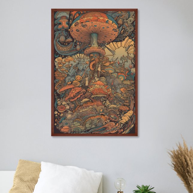 Poster les années 70 Champignons psychédéliques Retro AI  (Créateur téléchargé)