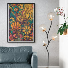 Poster les années 70 Fleurs psychédéliques AI Art | Color
