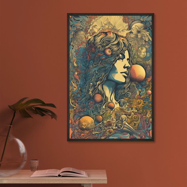 Poster les années 70 hippie femme art de l'IA | Psychedel (Créateur téléchargé)