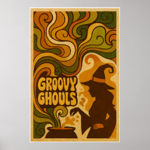 Poster les années 70 Sorcière rétro Halloween