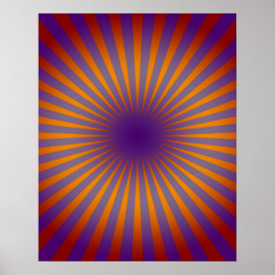 Poster les années 70 violet orange étoile éclate mur art