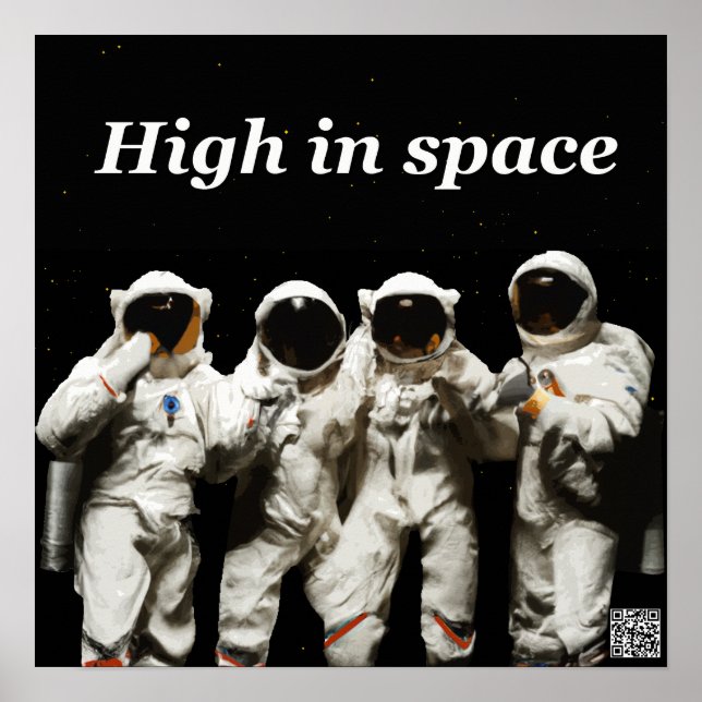 Poster Les astronautes posant avant d'aller dans l'espace (Devant)