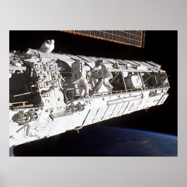 Poster Les astronautes travaillent sur la Station spatial (Devant)