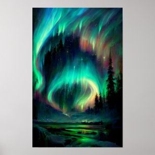 Poster Les aurores boréales, Aurora Borealis, Alaska