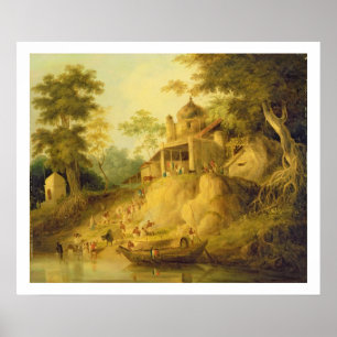 Poster Les banques du Gange, c.1820-30 (huile sur la