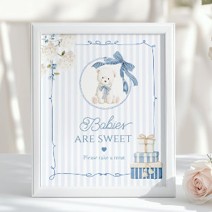 Poster Les bébés ours en peluche vintage de style chinois