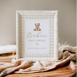 Poster Les bébés sont des ours en peluche doux gingham ne