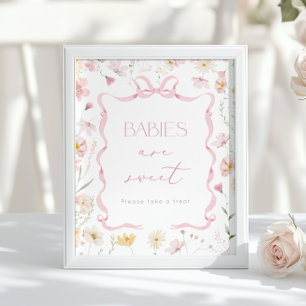 Poster Les bébés sont doux Fleur sauvage à ruban rose Bab
