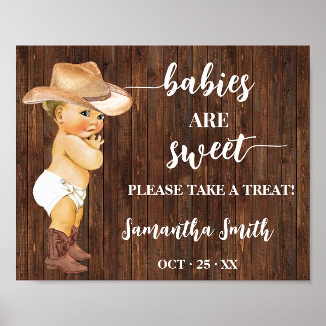 Poster Les bébés sont doux prendre un gâteau Baby shower  (Devant)