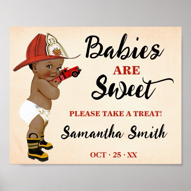 Poster Les bébés sont doux Prenez soin Un pompier Douche (Devant)