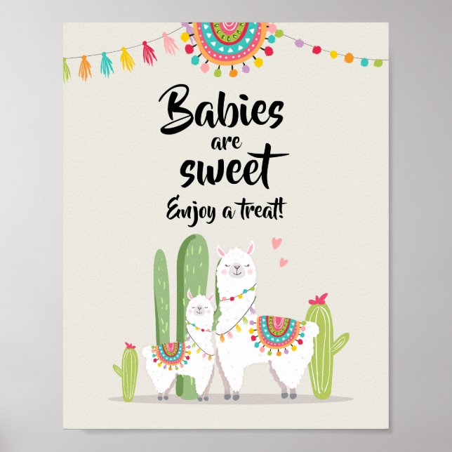 Poster Les bébés sont doux Signe de fête de bébé lama (Devant)