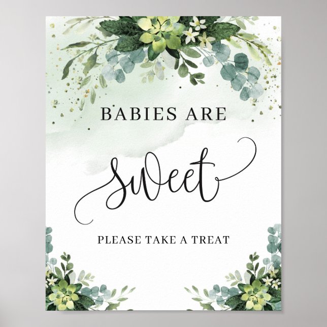Poster Les bébés sont doux signe succulent vert feuillage (Devant)
