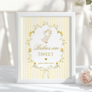 Poster Les bébés sont doux Silly Goose jaune gingham