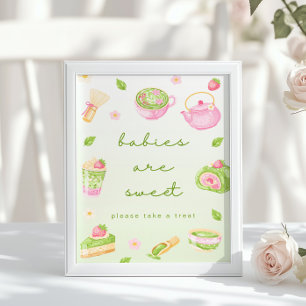 Poster Les bébés sont du thé Matcha sucré Fête de naissan