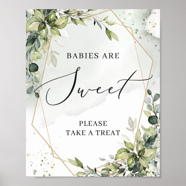Poster Les bébés verdoyants sont doux signe or boho géomé (Devant)