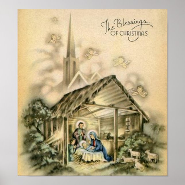 Poster Les bénédictions de la crèche de Noël (Devant)