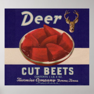 Poster Les betteraves découpées de cerfs des années 1930 