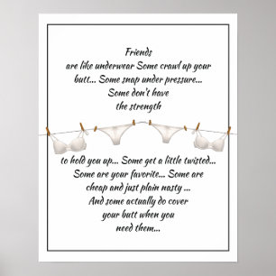 Poster Les bons amis sont comme des sous-vêtements Citati
