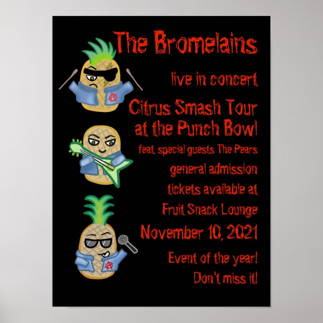 Poster Les Bromelains (Poster Fake Band) Ananas Punk (Devant)