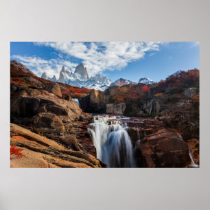 Poster Les cascades Fitz Roy Mountain, Argentine