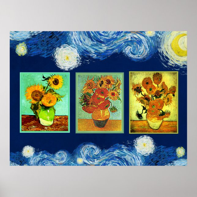 Poster Les célèbres tournesols de Van Gogh (Devant)