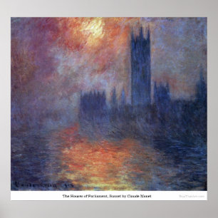 Poster Les Chambres du Parlement, coucher du soleil par C