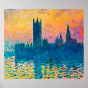 Poster Les Chambres du Parlement, Sunset (1903), Monet