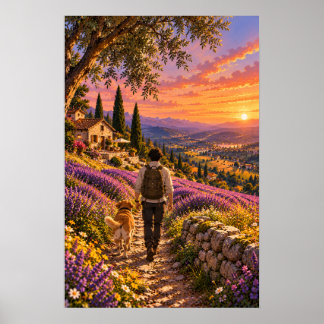 Poster Les champs de lavande du vagabond