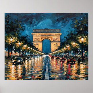 Poster Les Champs-Élysées Paris France At Night