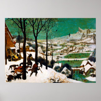 Poster Les chasseurs dans la neige (hiver) par Pieter Bru