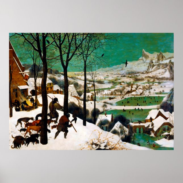 Poster Les chasseurs dans la neige (hiver) par Pieter Bru (Devant)