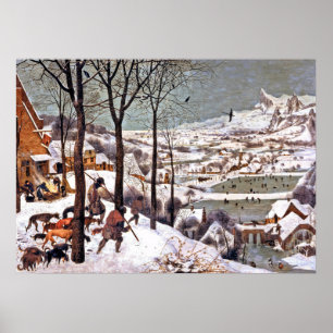 Poster Les chasseurs dans la neige par Bruegel l'Ancien