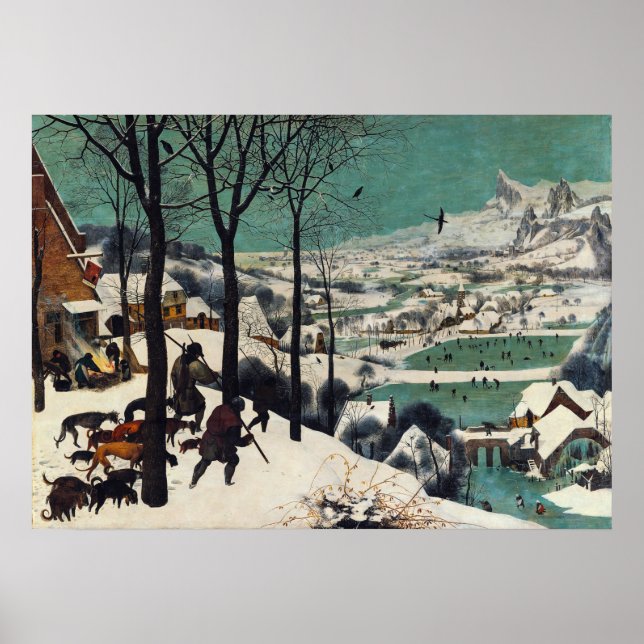 Poster Les chasseurs dans la neige par Pieter Brueghel (Devant)