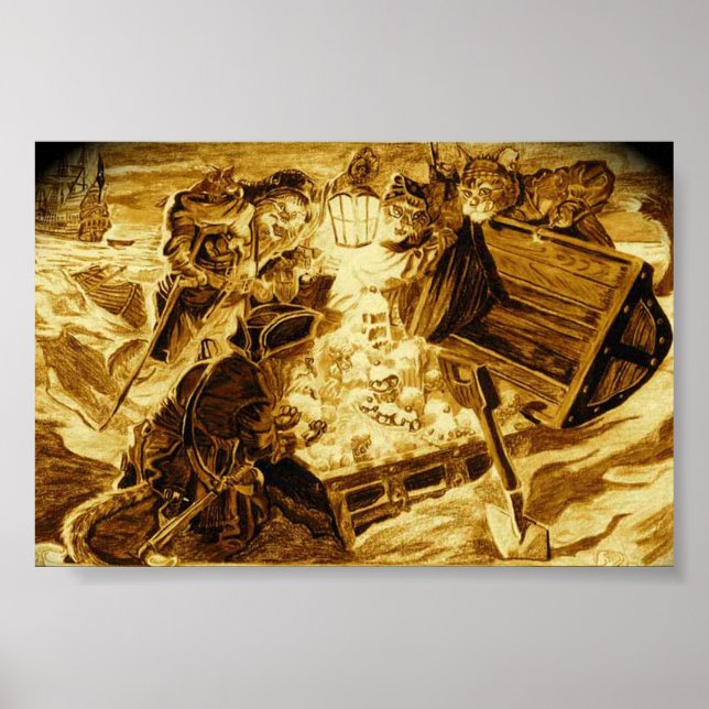 Poster Les Chats Pirates Trouvent Le Loot (Devant)