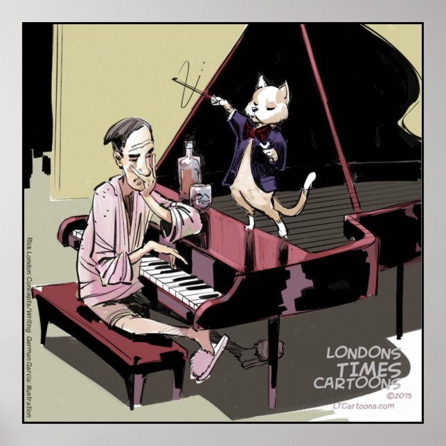 Poster Les Chats Régissent Tout Même L'Affiche De Piano (Devant)