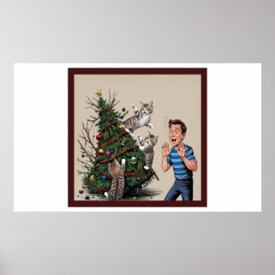 Poster Les Chats Sont Escalades Et Sur Le Point De Renver
