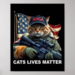 Poster Les chats vivent un problème drôle Trump 2024 Chat