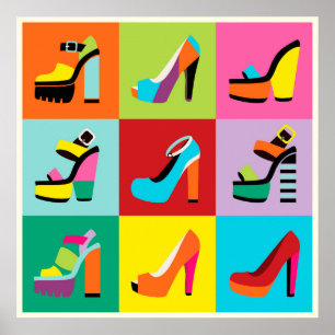 Poster Les chaussures féminines colorées d'art de bruit