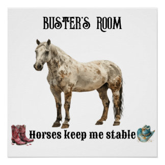 Poster "Les chevaux me gardent stable" Personnalisable