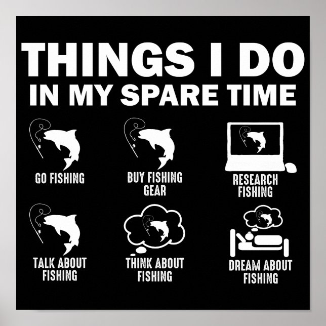 Poster Les Choses Que Je Fais Dans Mon Temps Libre Pêche (Devant)