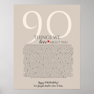 Poster les choses que nous aimons chez vous 90,80 70, 60