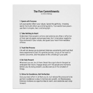 Poster Les cinq engagements
