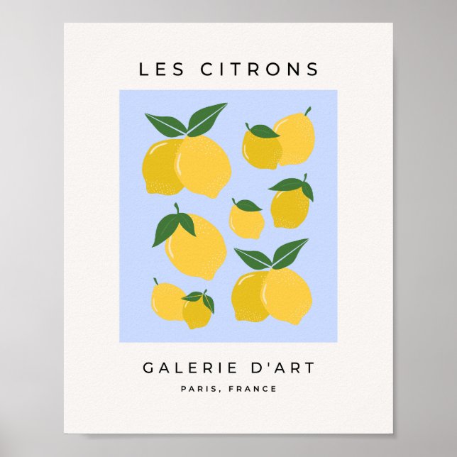 Poster Les Citrons 03 Rétro Citron Bleu Et Jaune (Devant)