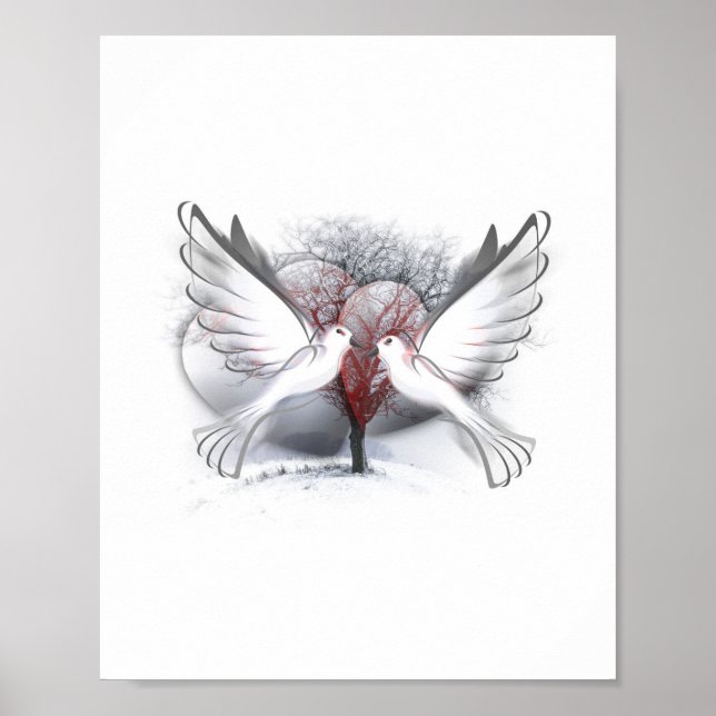 Poster Les colombes amoureuses (Devant)