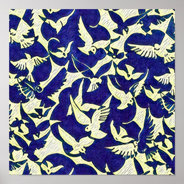 Poster Les colombes en vol (Devant)