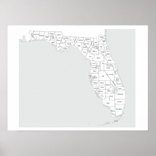 Poster Les comtés de Floride cartographient les contours
